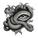 mayan eyes snake tattoo design idea
