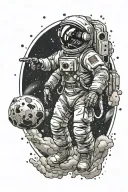 Astronaut floating lost tattoo design idea