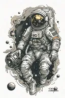 Astronaut floating lost tattoo design idea