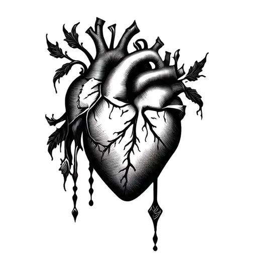 Realistic Heart tattoo design idea