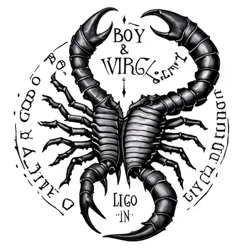 tattoo inscription: scorpio boy and virgo girl in words tattoo design idea