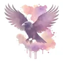 raven with outstretched wings in watercolor style tattoo design idea
