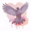 raven with outstretched wings in watercolor style tattoo design idea