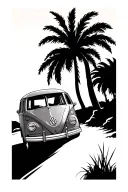  vw bug vw bus and palm trees  tattoo design idea