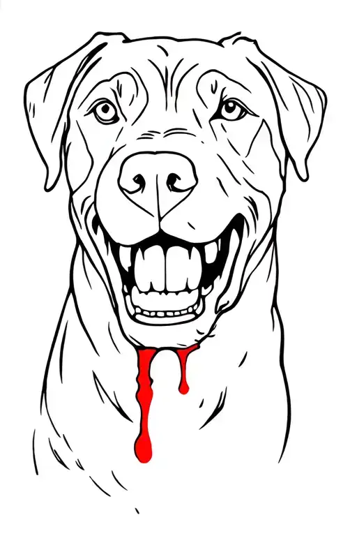 Rottweiler dog bite mark with teeth and blood tattoo design idea