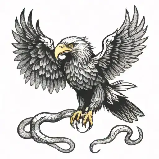 eagle and a snake wrapped tattoo design idea
