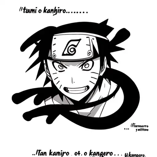 Pain character from Naruto with the following text : Itami o kanjiro...Itami o kangaero...Itami o uketore...Itami o s tattoo design idea