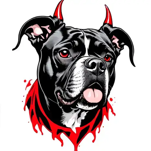 Black And Red Devil Dog tattoo design idea