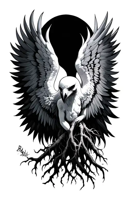 Filler roots wings spread wide tattoo design idea