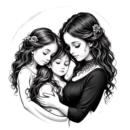 Mother And 2 Daughters tattoo design idea