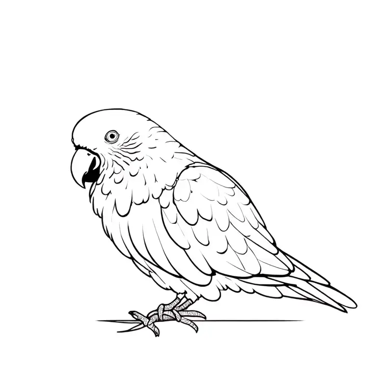 small outline fine line African grey tattoo design idea