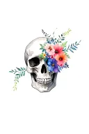 skull with flowers from the birth months May July and December  tattoo design idea