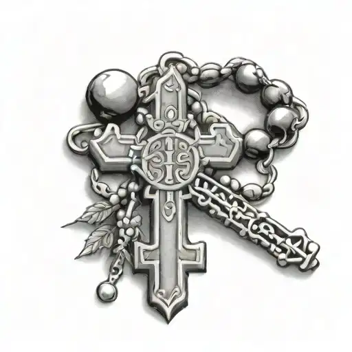 John 13:7 verse tattoo with rosary incorporated within the design tattoo design idea