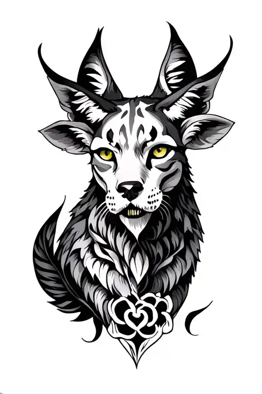 lynx memento Mori calf tattoo design idea
