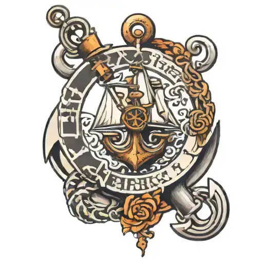 ship spanner anchor cadet  tattoo design idea