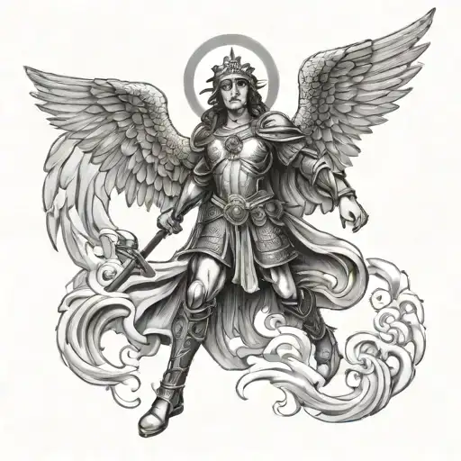 saint micheal becoming one tattoo design idea