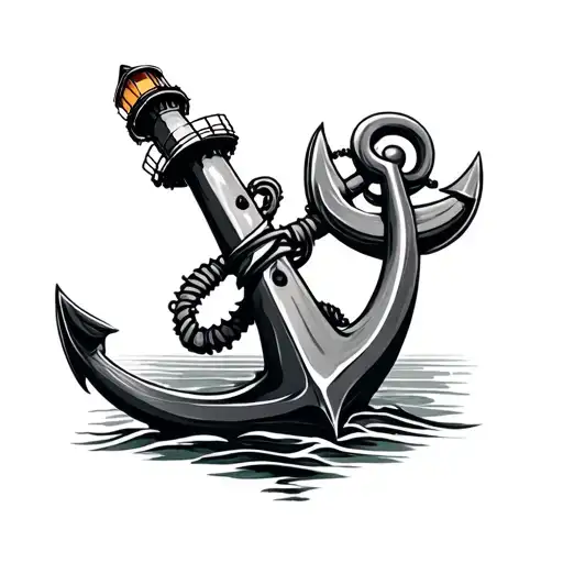 Lighthouse Anchor tattoo design idea