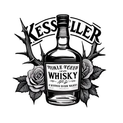 vintage Kessler whiskey bottle with a rose and thorns tattoo design idea