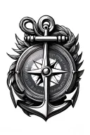 3d compass with anchor intertwined tattoo design idea