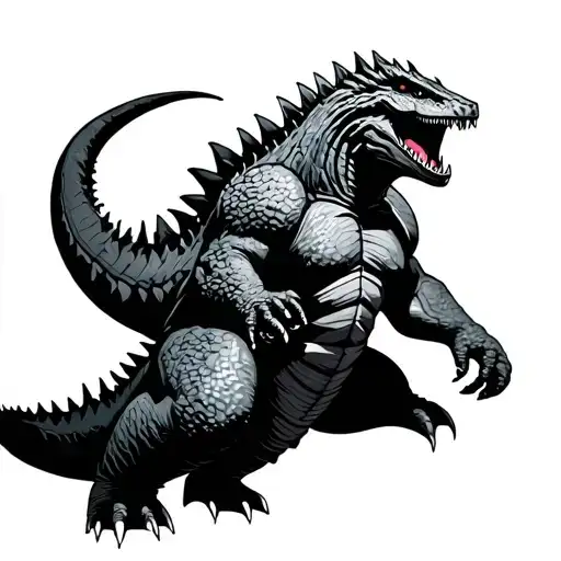 cartoon Godzilla tattoo design idea