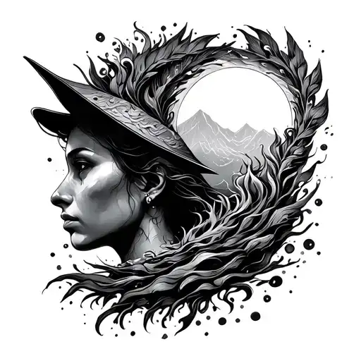 being your own center, be an explorer, witness the energy flow and let go to be free tattoo design idea