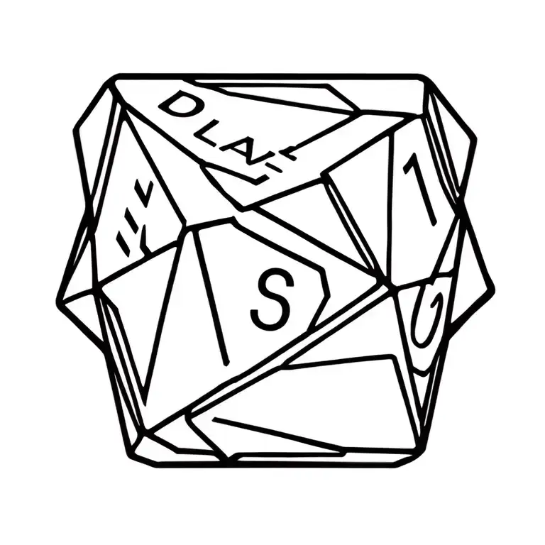 D20 dice black Smithing small tattoo design featuring tattoo design idea