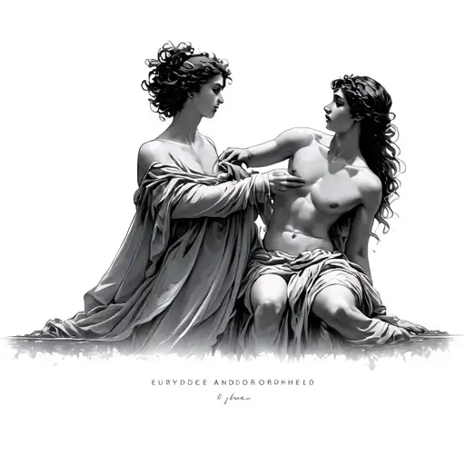 Eurydice And Orpheus reaching tattoo design idea