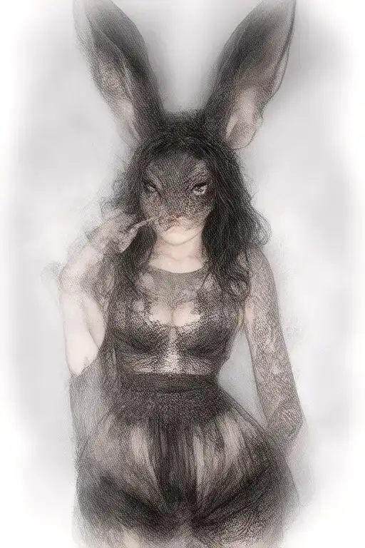 Pin up goth bunny girl standing smoking sigarette and have tattoos tattoo design idea