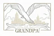 Grandpa Memorial - Wings of an angel - Canary fl skyline tattoo design idea