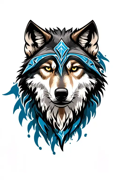 Viking tribal wolf tattoo design idea