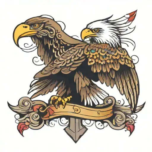 Eagle and cross tattoo design idea