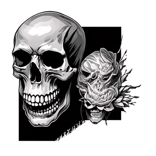 skull on knee tattoo design idea