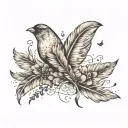 small feather with birds tattoo design idea