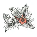 small feather with birds tattoo design idea
