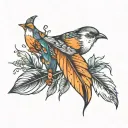 small feather with birds tattoo design idea