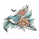 small feather with birds tattoo design idea