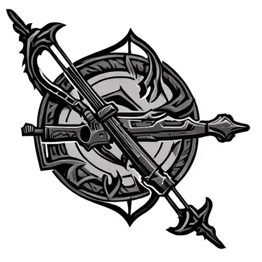 Create an image combining the wow hunter class symbol with a crossbow instead tattoo design idea