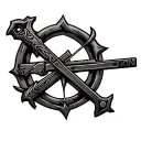 Create an image combining the wow hunter class symbol with a crossbow instead tattoo design idea