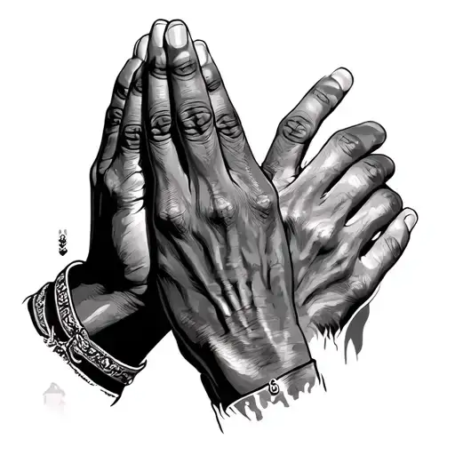 hesoyam Tupac's hands praying tattoo design idea