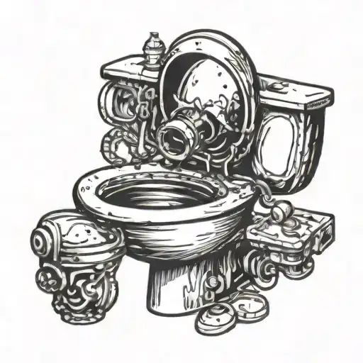 toilet with a bomb in it tattoo design idea