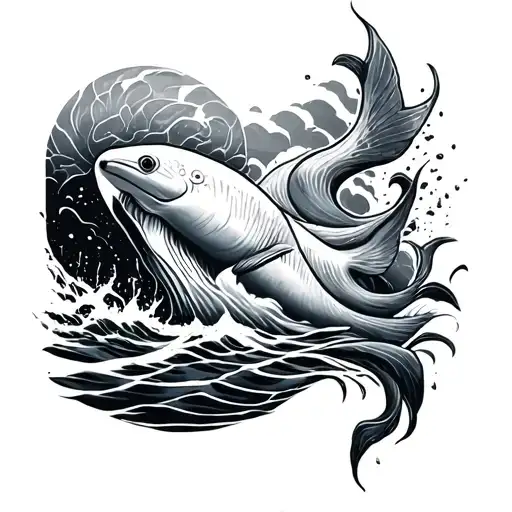 ocean themed leg sleeve tattoo design idea