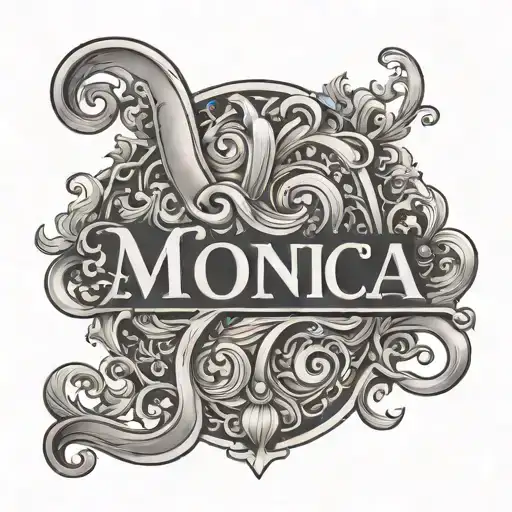 Adam and Monica name spelling tattoo design idea