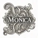 Adam and Monica name spelling tattoo design idea