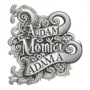 Adam and Monica name spelling tattoo design idea
