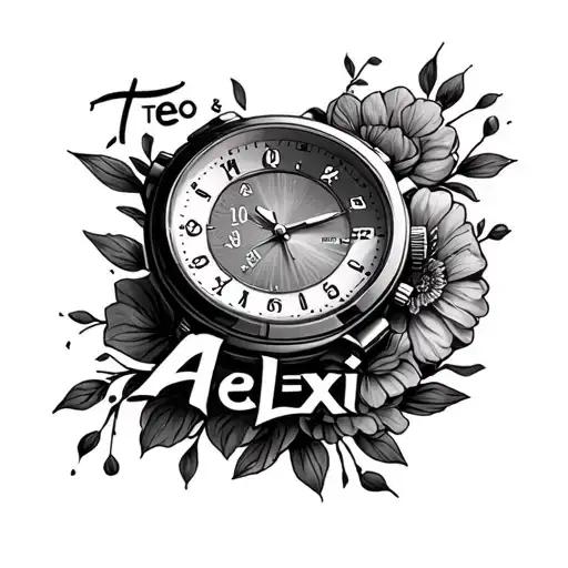 "Téo & Alexi" Gousset watch 12:25 pm tattoo design idea