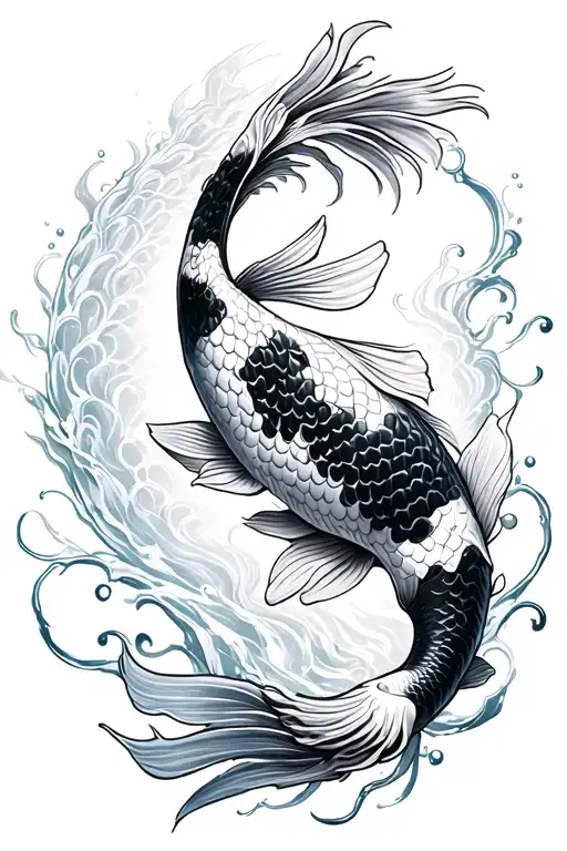 japanese koi fish transforming tattoo design idea