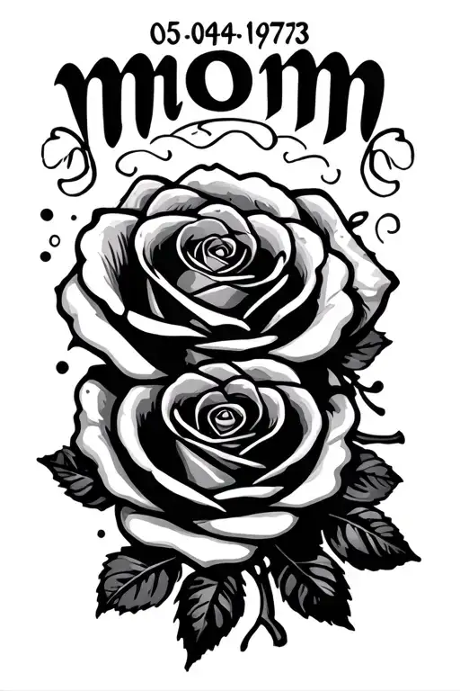 "05-04-1973 mom" simple rose tattoo design idea