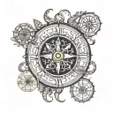 viking compass intertwined tree off life tree and viking symbols  tattoo design idea