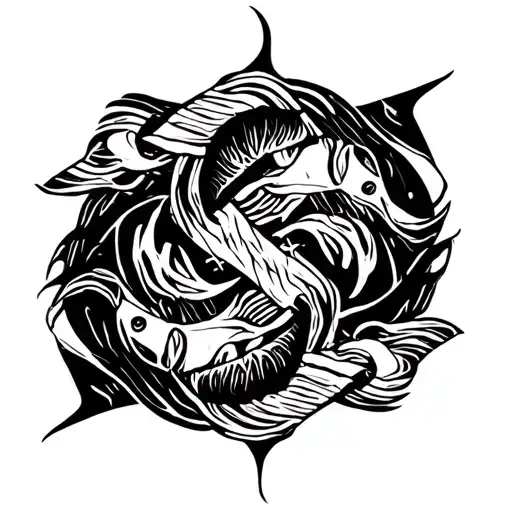 pisces, cancer and virgo zodiac sign intertwined tattoo design idea