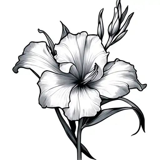 Fine Line Gladiolus tattoo design idea